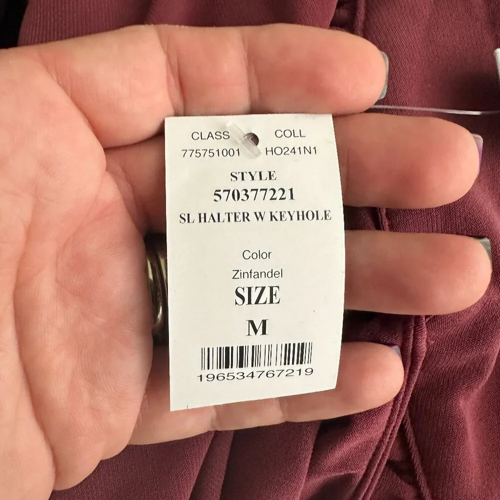 NWT White House Black Market Sleeveless Halter Keyhole Top Zinfandel M - Picture 5 of 7